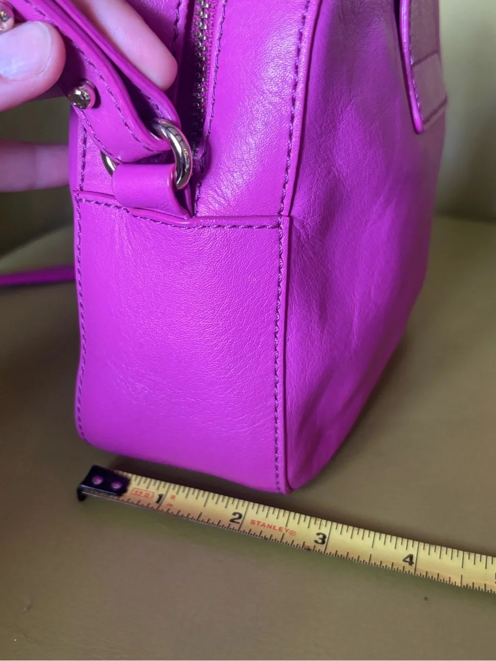 Kate Spade New York Hot Pink Fuchsia Leather Turnlock Crossbody Camera Bag